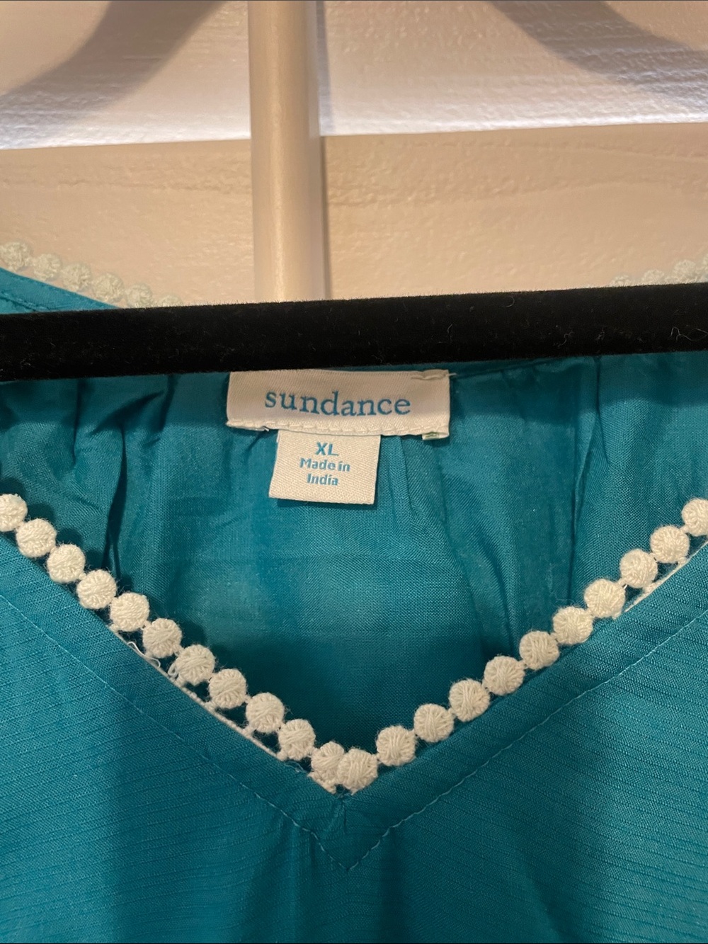Sundance Teal Embroidered V-Neck Tunic - Picture 2 of 5